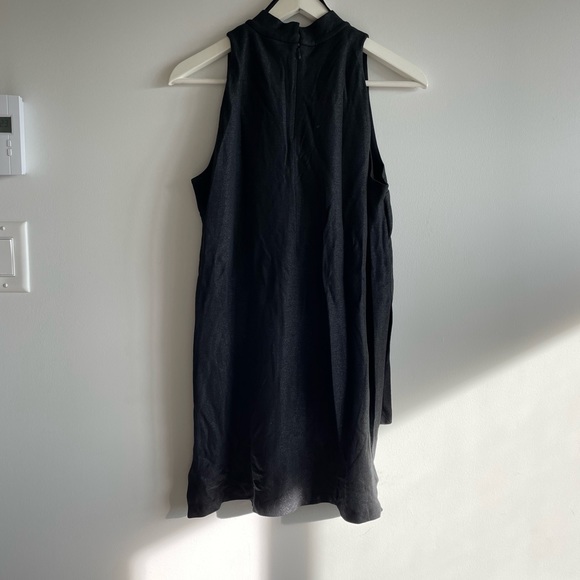 COS black sleeveless metallic mock neck draped top size S - Picture 2 of 4